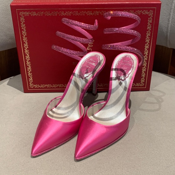 New Authentic Rene Caovilla Satin Crystal Strass Mule - Picture 2 of 9